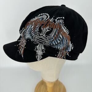 Harley Davidson womens hat wings studs black L